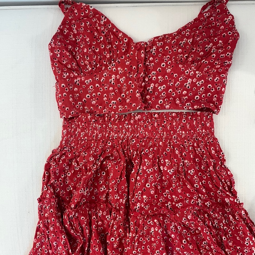 Two piece red floral set